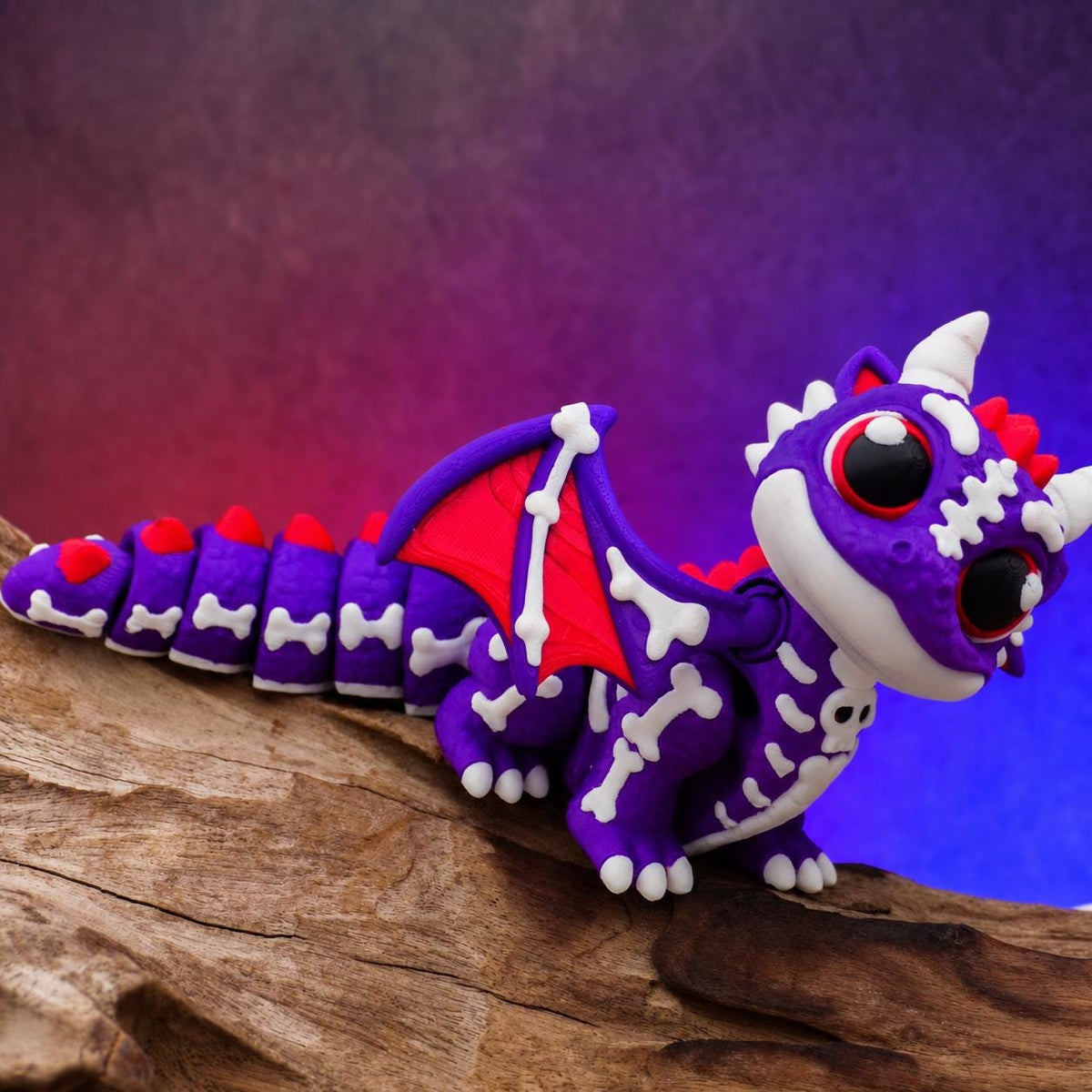 Spooky Dragon 3D Printed Articulated Dragon, Halloween Flexi Dragon, Cute Skeleton Fidget Toy