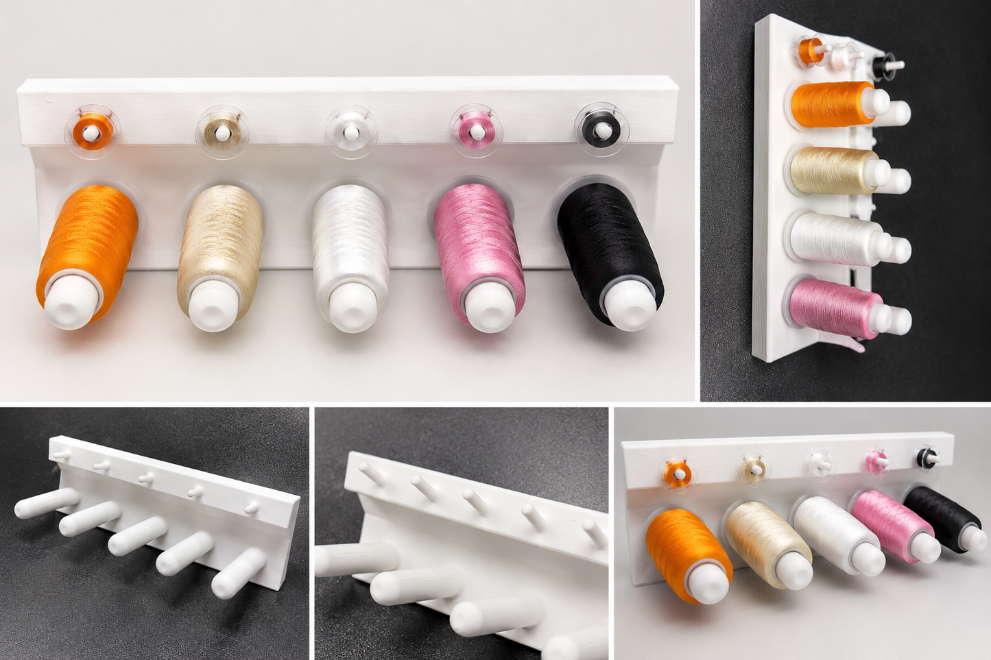 Wall Mounted Thread Spool Organizer with Bobbin Holder