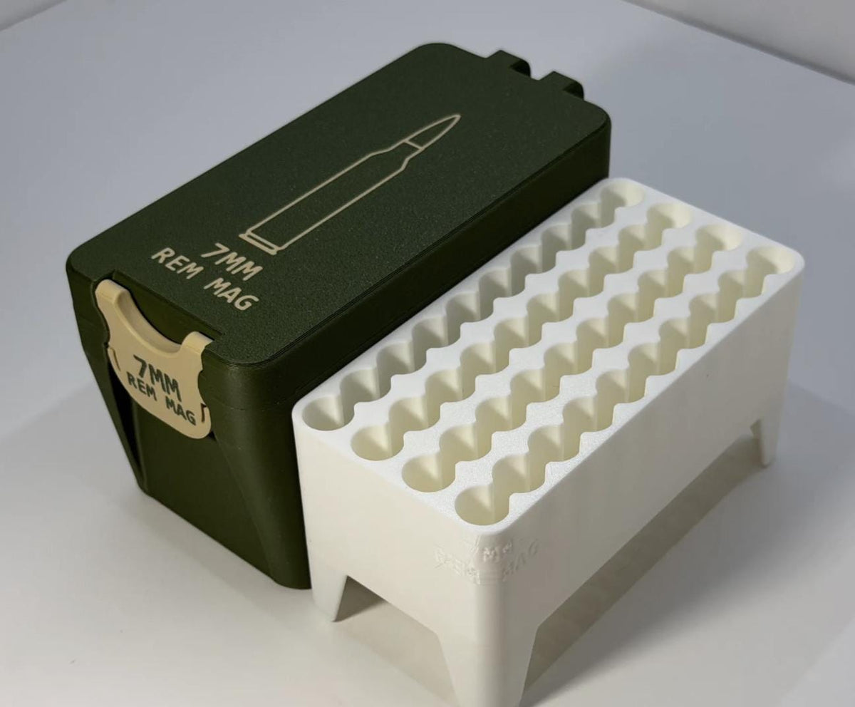 7mm Remington Magnum Ammo Storage Box | 40 Round Organizer