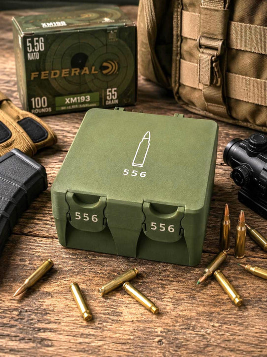 5.56 Ammo Storage Box | 100+ Round Organizer | Fits 5.56 NATO & .223 Remington
