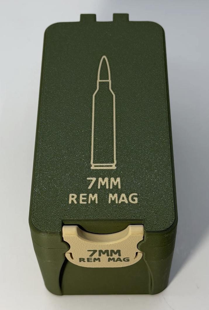 7mm Remington Magnum Ammo Storage Box | 40 Round Organizer
