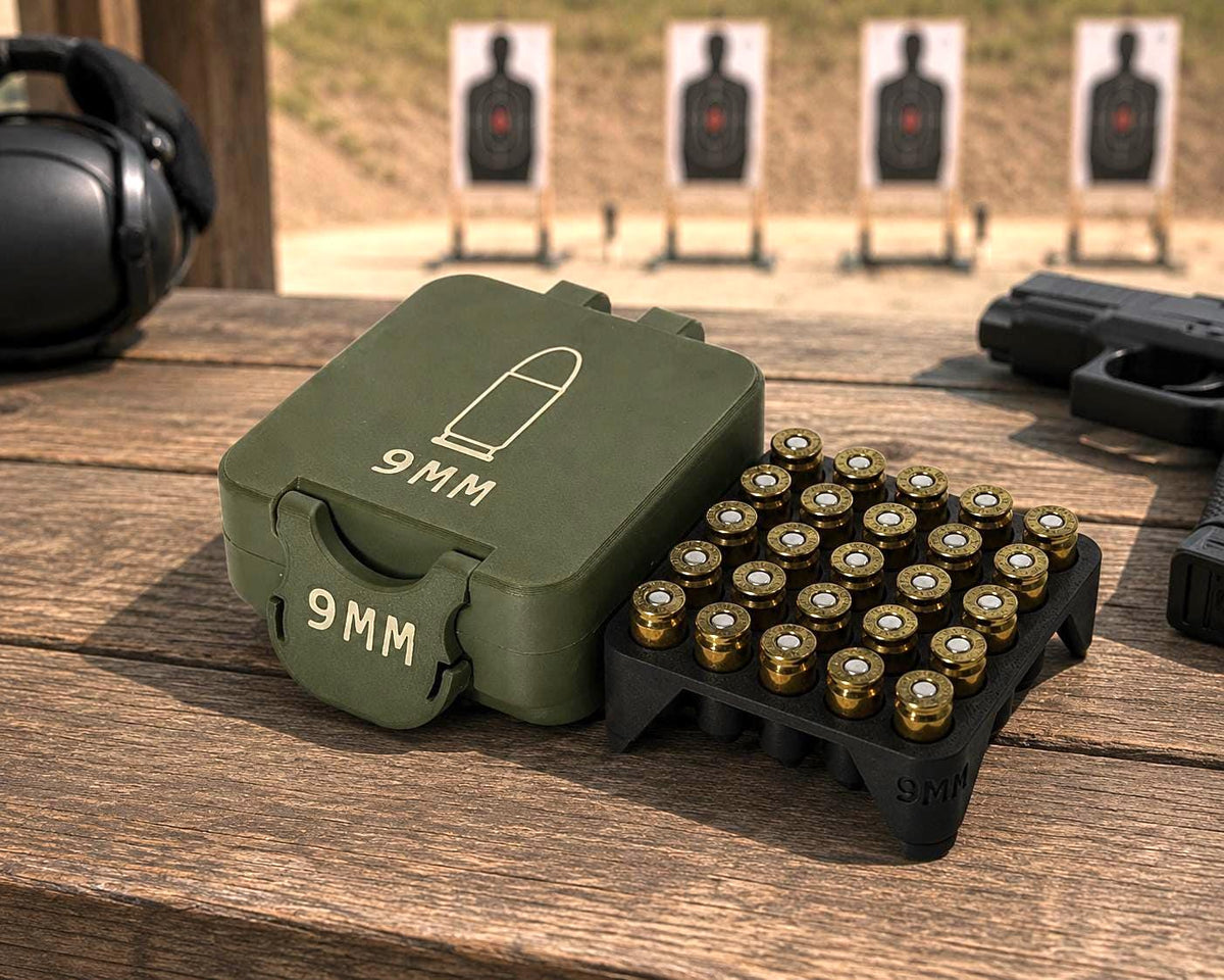 9mm Mini Ammo Storage Box | 25 Round Organizer