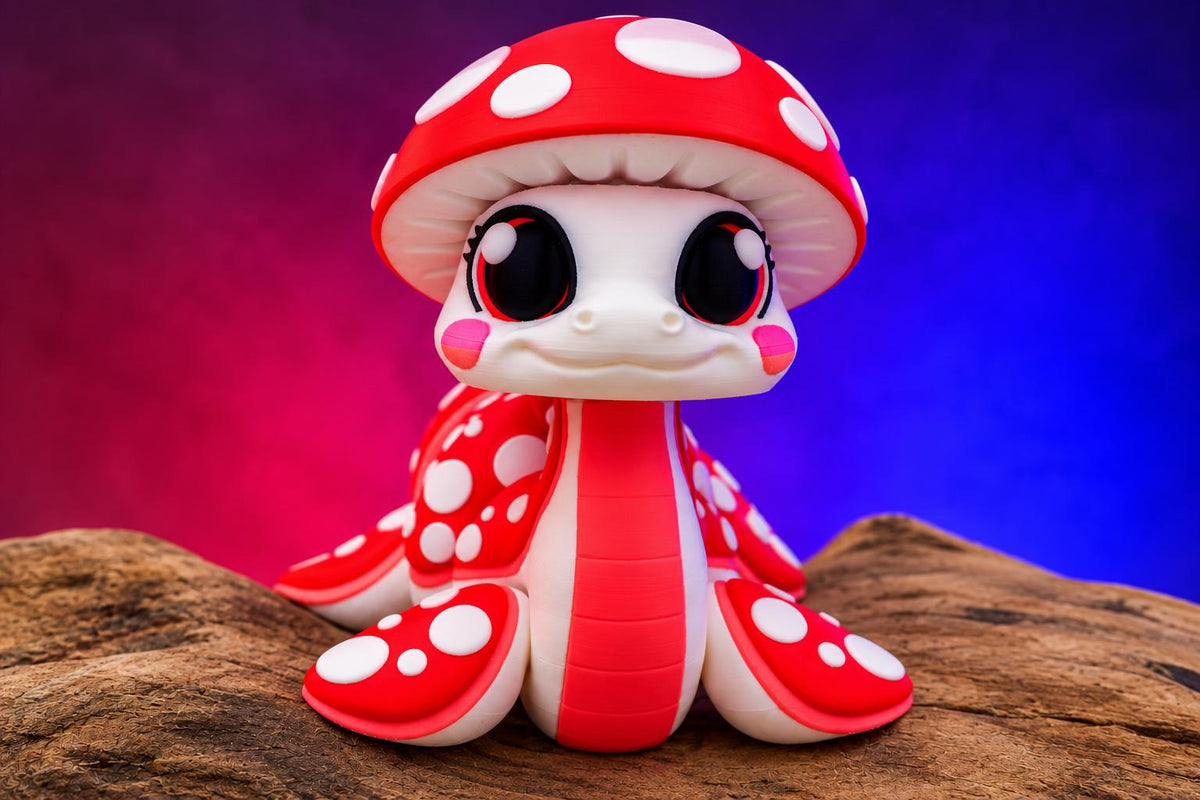 Mushroom Nessie 3D Printed Articulated Desk Toy, Flexible Loch Ness Monster, Cute Cryptid Fidget