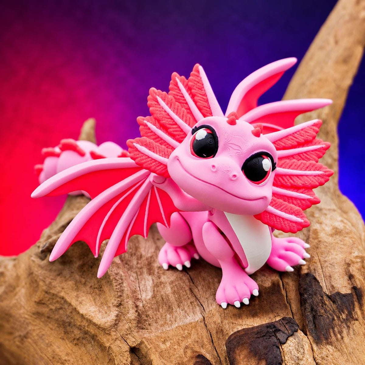 Axolotl Dragon 3D Printed Articulated Dragon, Cute Flexi Dragon, Axolotl Fidget Toy
