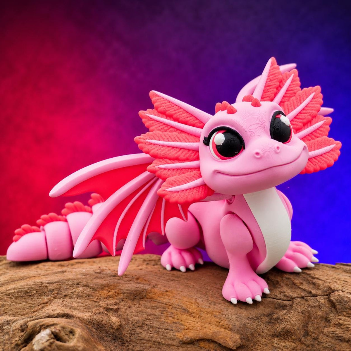 Axolotl Dragon 3D Printed Articulated Dragon, Cute Flexi Dragon, Axolotl Fidget Toy