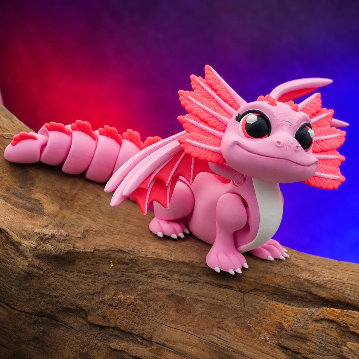 Axolotl Dragon 3D Printed Articulated Dragon, Cute Flexi Dragon, Axolotl Fidget Toy